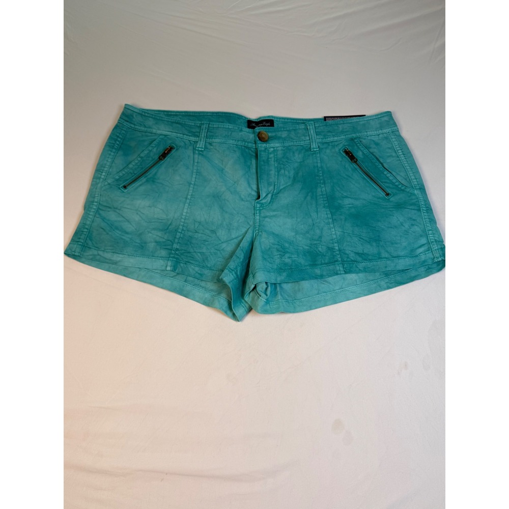 American Eagle Outfitters Shortie Shorts Teal Green Acid Wash Zipper Detail 18